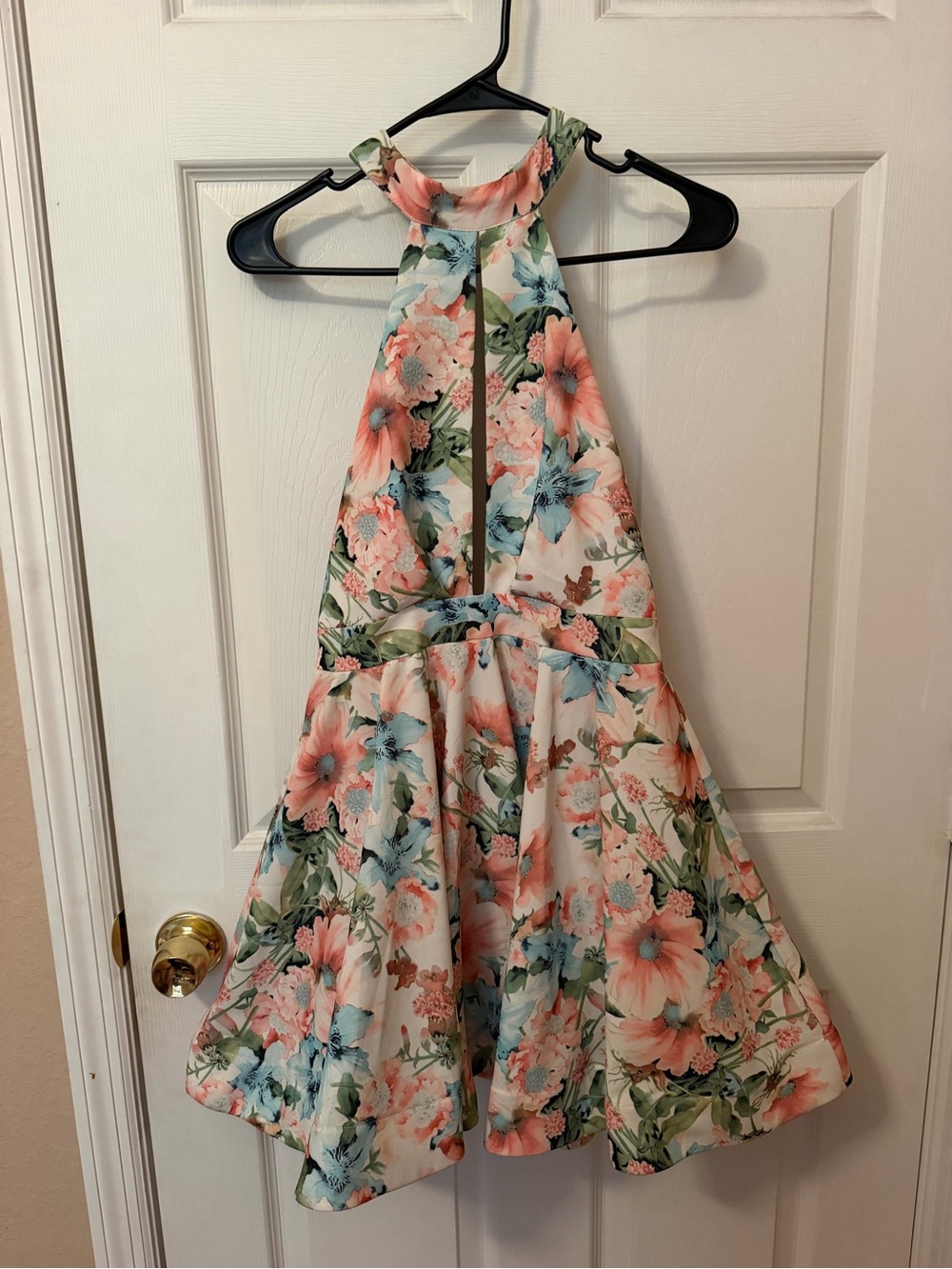 Luxxel Floral Halter Dress - Pink, Blue & Green